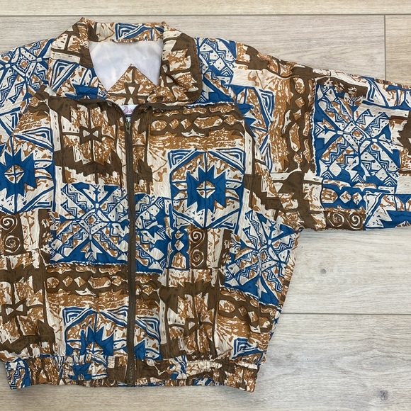 Vintage Aztec Silk Bomber‎ Jacket - Picture 3 of 16